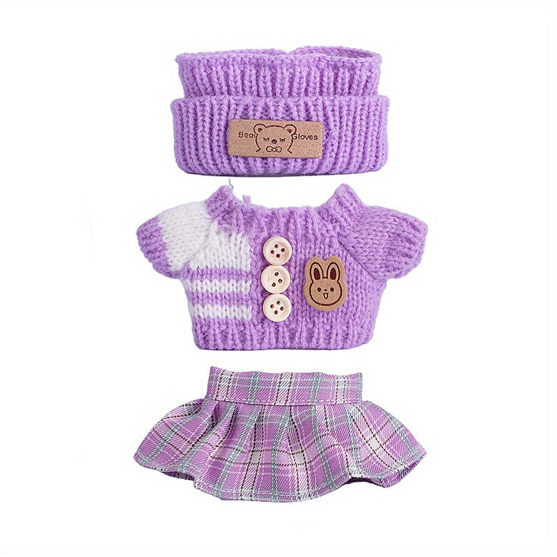 1 Set Fashion Handmade Doll Clothing Tops Pants 6.69 Inches Plush Doll for Clothes Accessories 17cm Cute Doll Holiday Girl Toy Gifts (Not Include Doll)