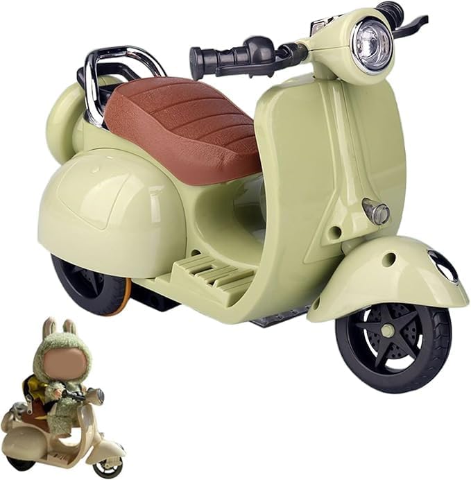 Scooter Toy for Labubu Toy with Light and Music, Cute Have a Seat for Labubu Accessories, Interactive Toys Desktop Decor for Doll Collectors (White)