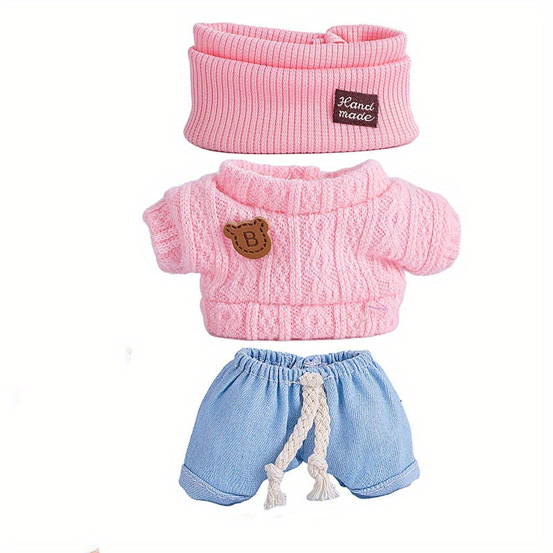1 Set Fashion Handmade Doll Clothing Tops Pants 6.69 Inches Plush Doll for Clothes Accessories 17cm Cute Doll Holiday Girl Toy Gifts (Not Include Doll)