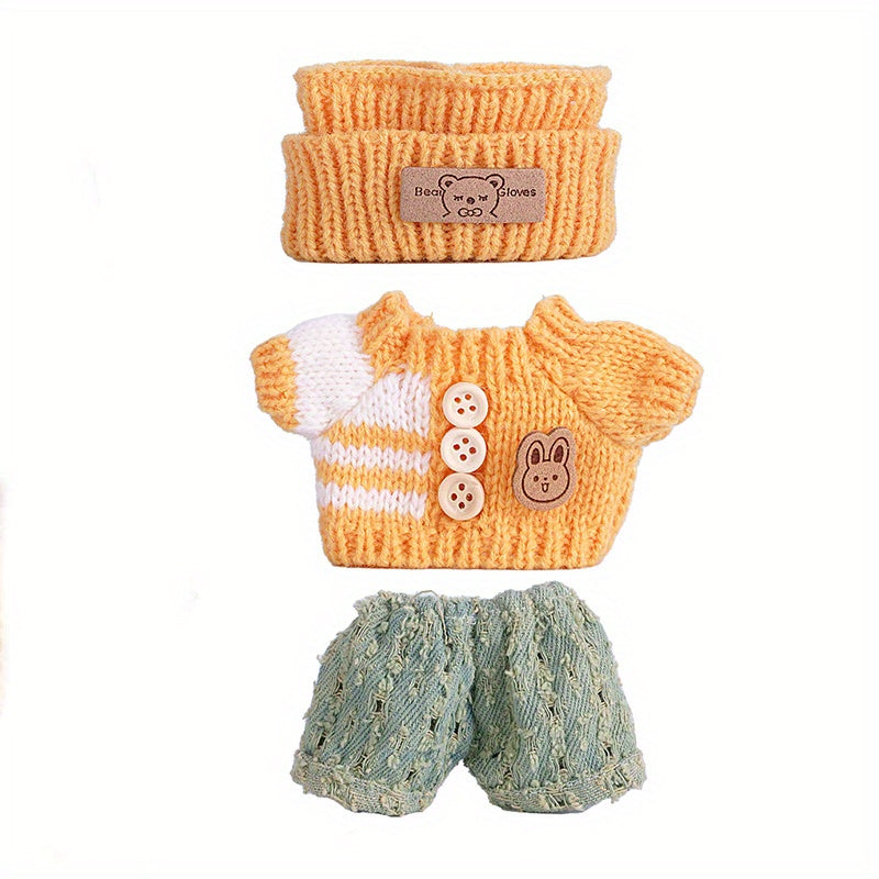 1 Set Fashion Handmade Doll Clothing Tops Pants 6.69 Inches Plush Doll for Clothes Accessories 17cm Cute Doll Holiday Girl Toy Gifts (Not Include Doll)