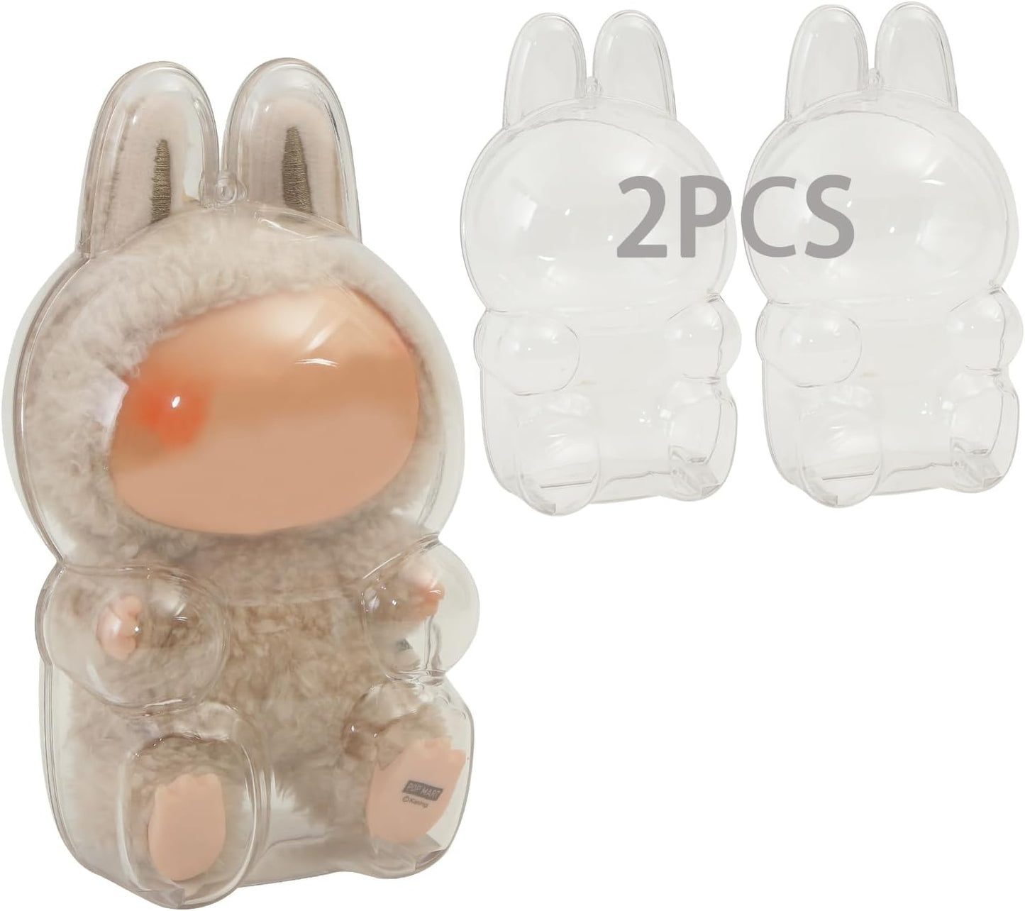 Protective Case for 15/17cm Dolls, lear Figure Display Bag with Keychain, Plastic Protective Cover, Storage Transparent PVC Bag Hanging Model (Doll Not Include, Style B Sitting)