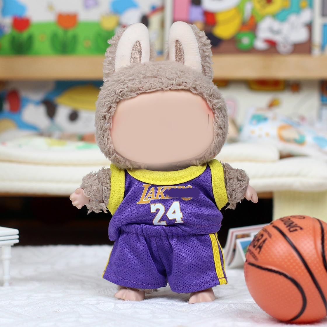 15/17cm Doll Clothes 2-Piece Top & Pants Set, Yellow & Purple Sporty Style