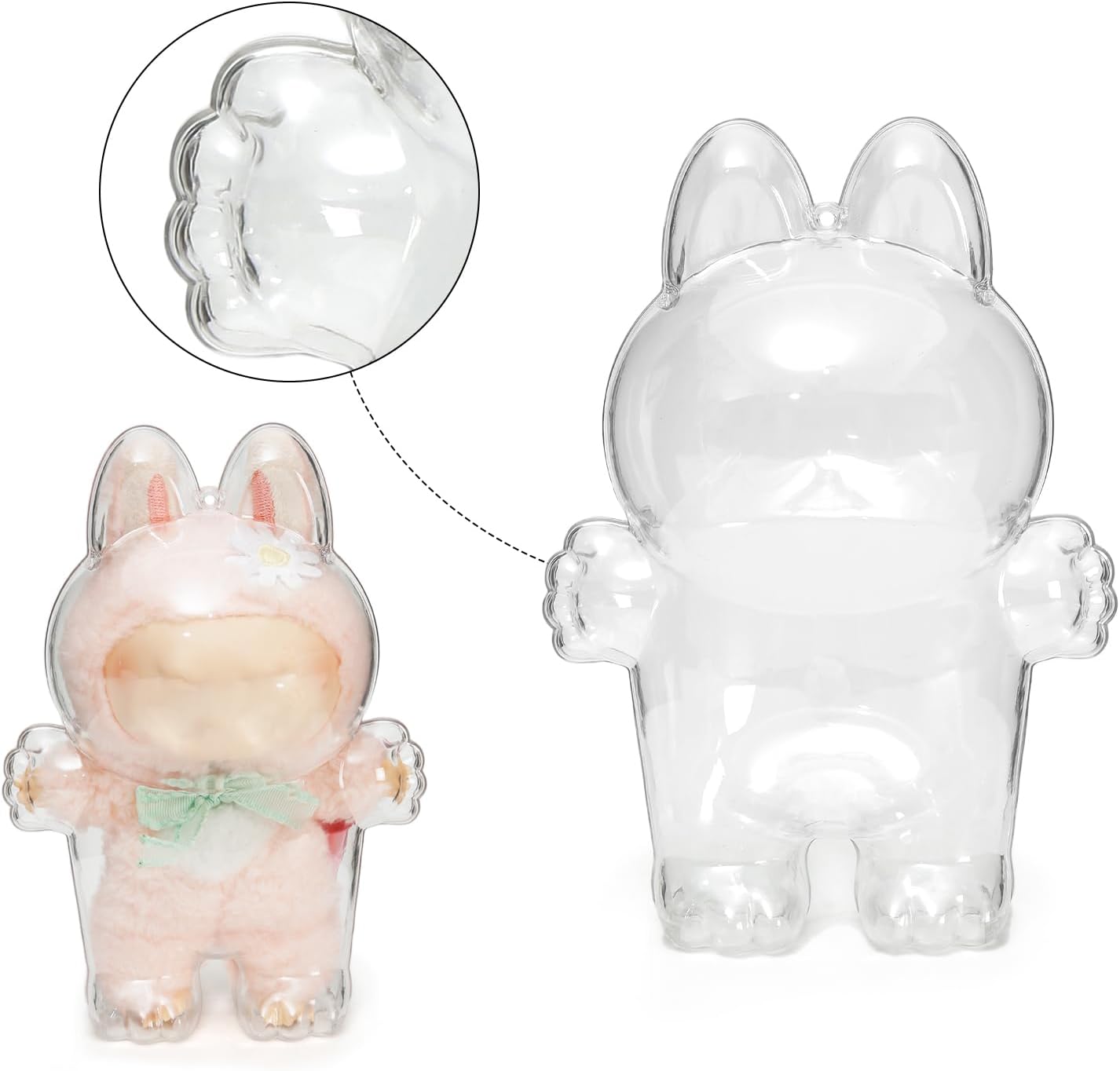 Protective Case for 15/17cm Dolls, lear Figure Display Bag with Keychain, Plastic Protective Cover, Storage Transparent PVC Bag Hanging Model (Doll Not Include, Style B Sitting)