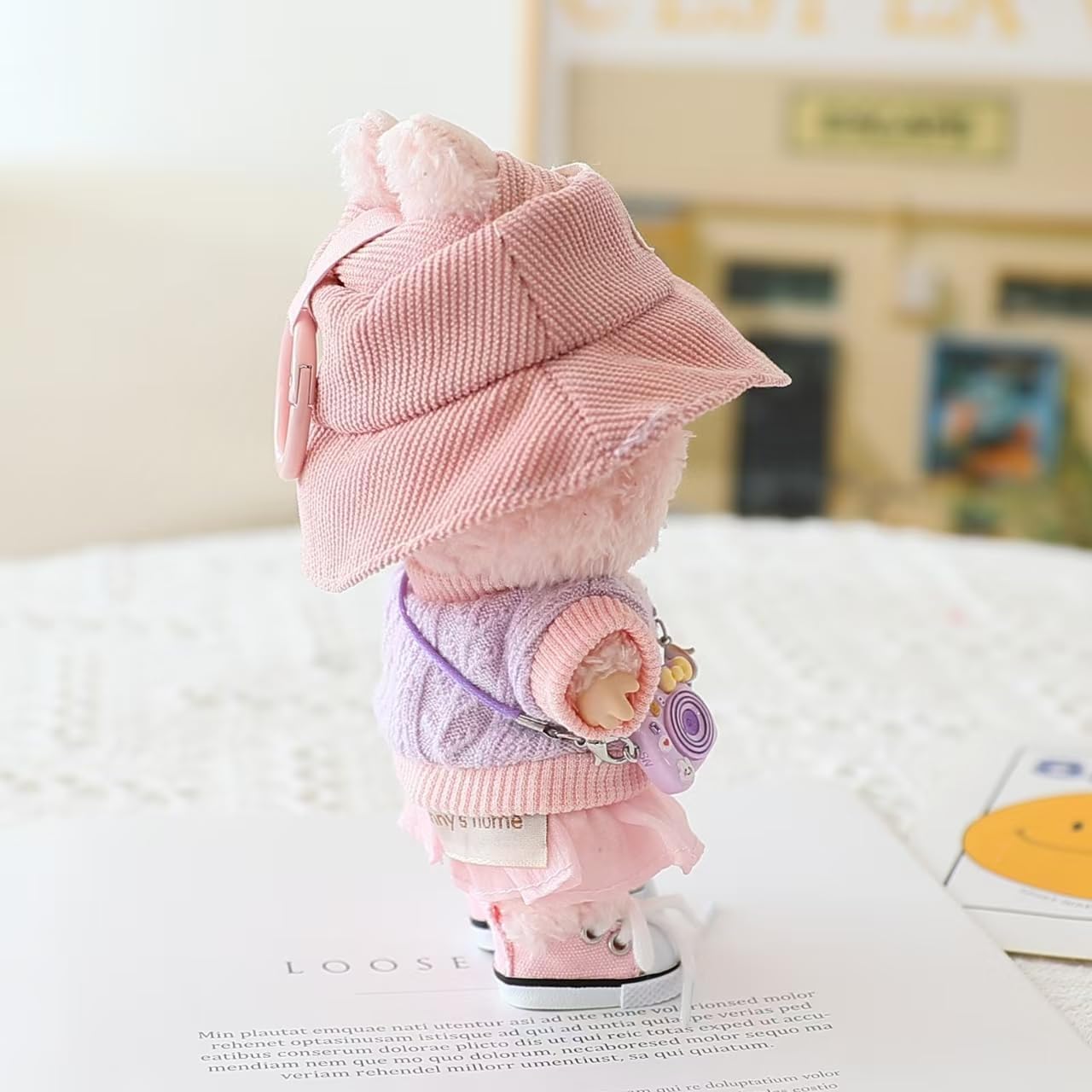 Doll Clothes for Dolls Accessories, Stylish Kawaii Outfit Set 5 Pieces Suitable for 15cm 17cm Doll,Doll Clothing Set Replacement (Pink)