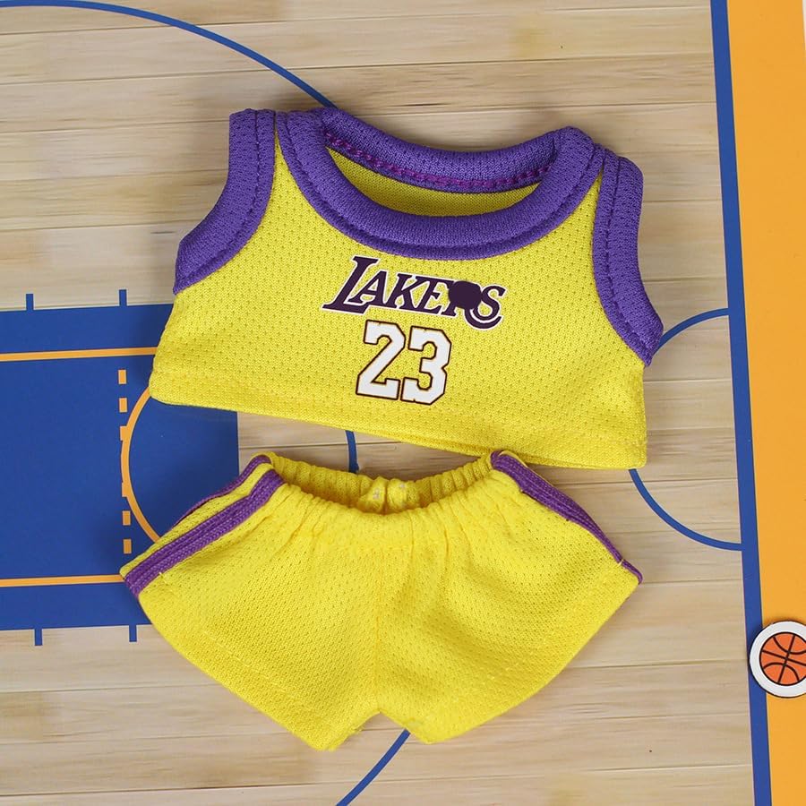 15/17cm Doll Clothes 2-Piece Top & Pants Set, Yellow & Purple Sporty Style