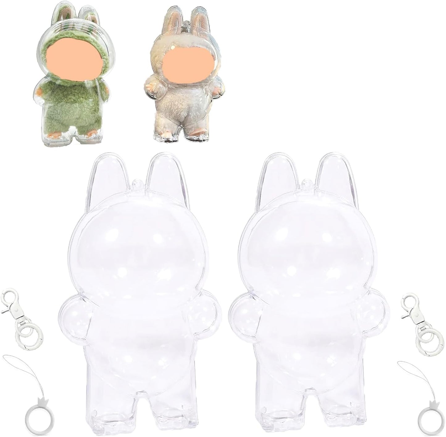 Cases for Blind Box Doll, Protective Case Cover Acrylic Clear Protector for Sitting Blind Box Doll with Keychain (Doll Not Included,1 PC Sitting Case)