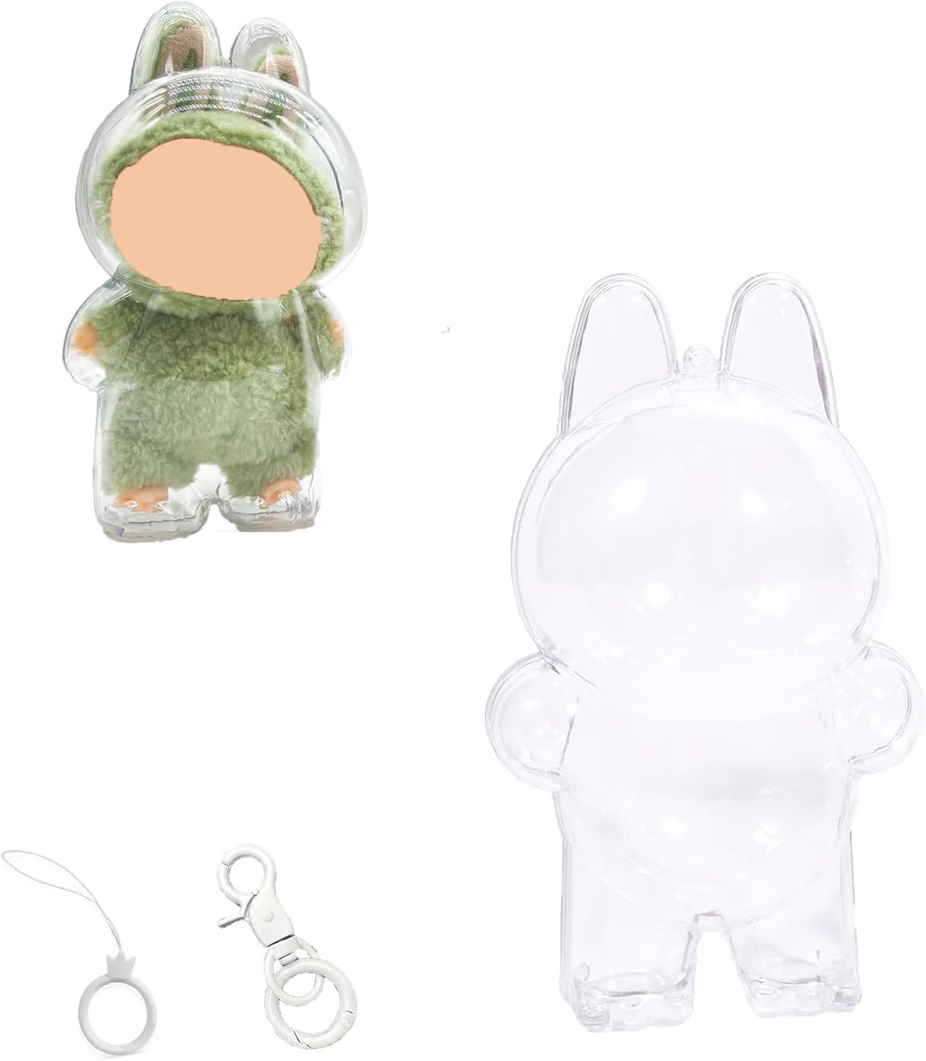 Cases for Blind Box Doll, Protective Case Cover Acrylic Clear Protector for Sitting Blind Box Doll with Keychain (Doll Not Included,1 PC Sitting Case)