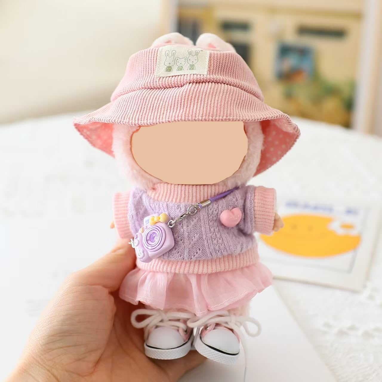 Doll Clothes for Dolls Accessories, Stylish Kawaii Outfit Set 5 Pieces Suitable for 15cm 17cm Doll,Doll Clothing Set Replacement (Pink)