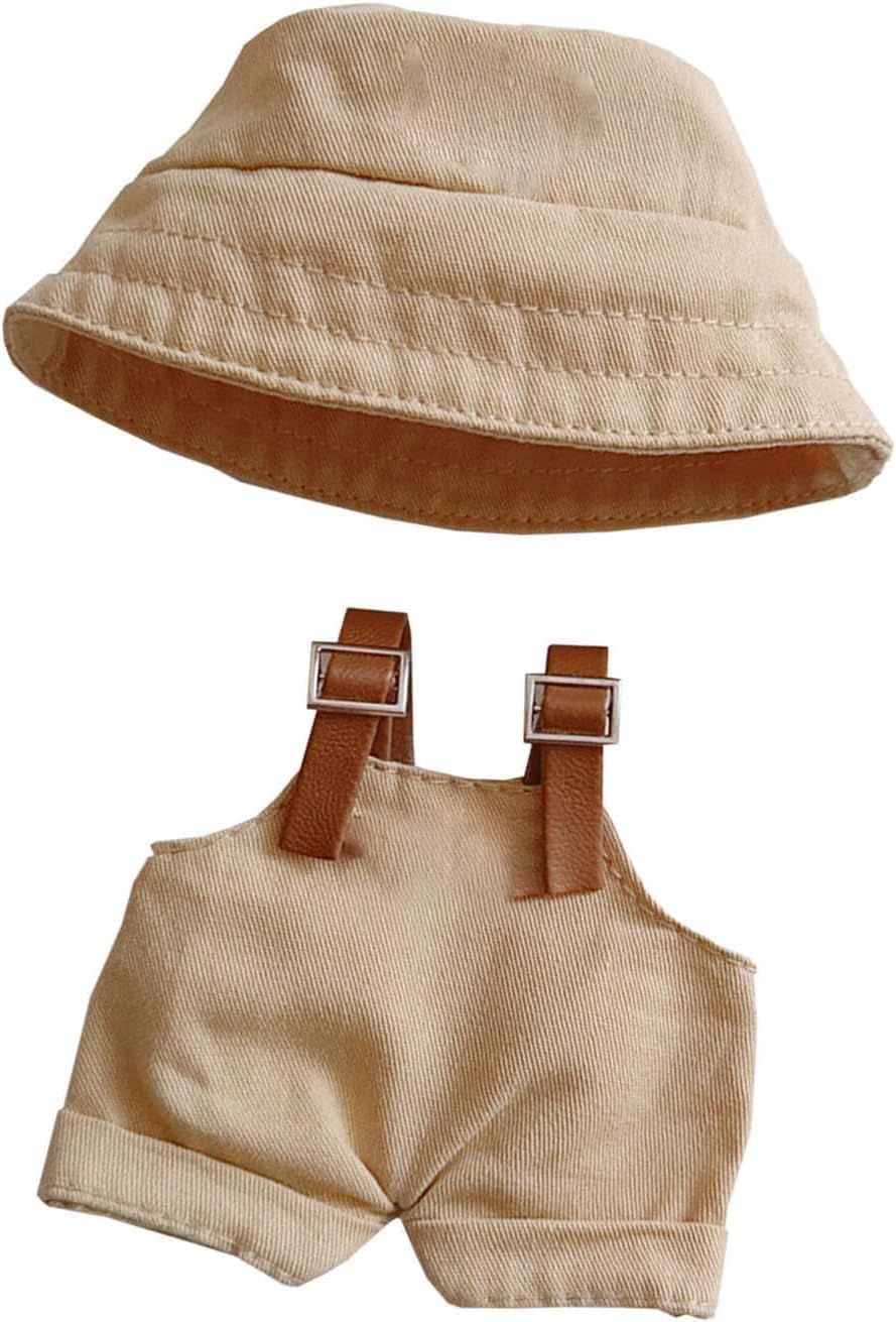 Clothes for Doll (NO Doll), Hat & Overalls Set for 17cm Accessories Suit, Cute Clothes for Dress up Unique Style(Style J)