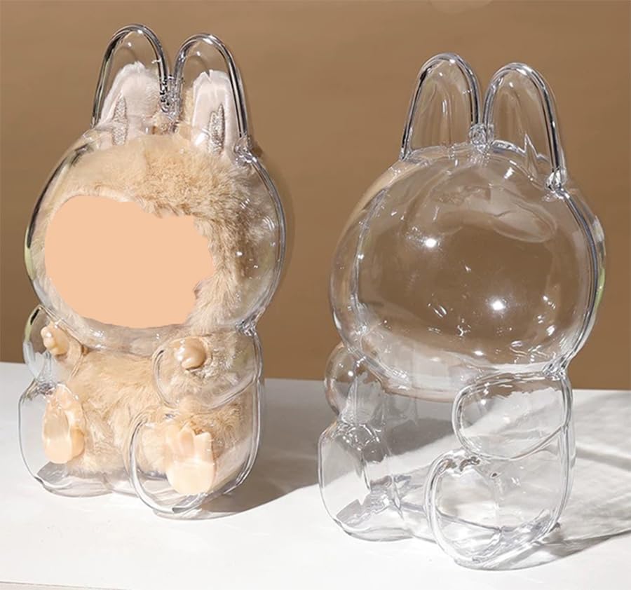 Cases for Blind Box Doll, Protective Case Cover Acrylic Clear Protector for Sitting Blind Box Doll with Keychain (Doll Not Included,1 PC Sitting Case)