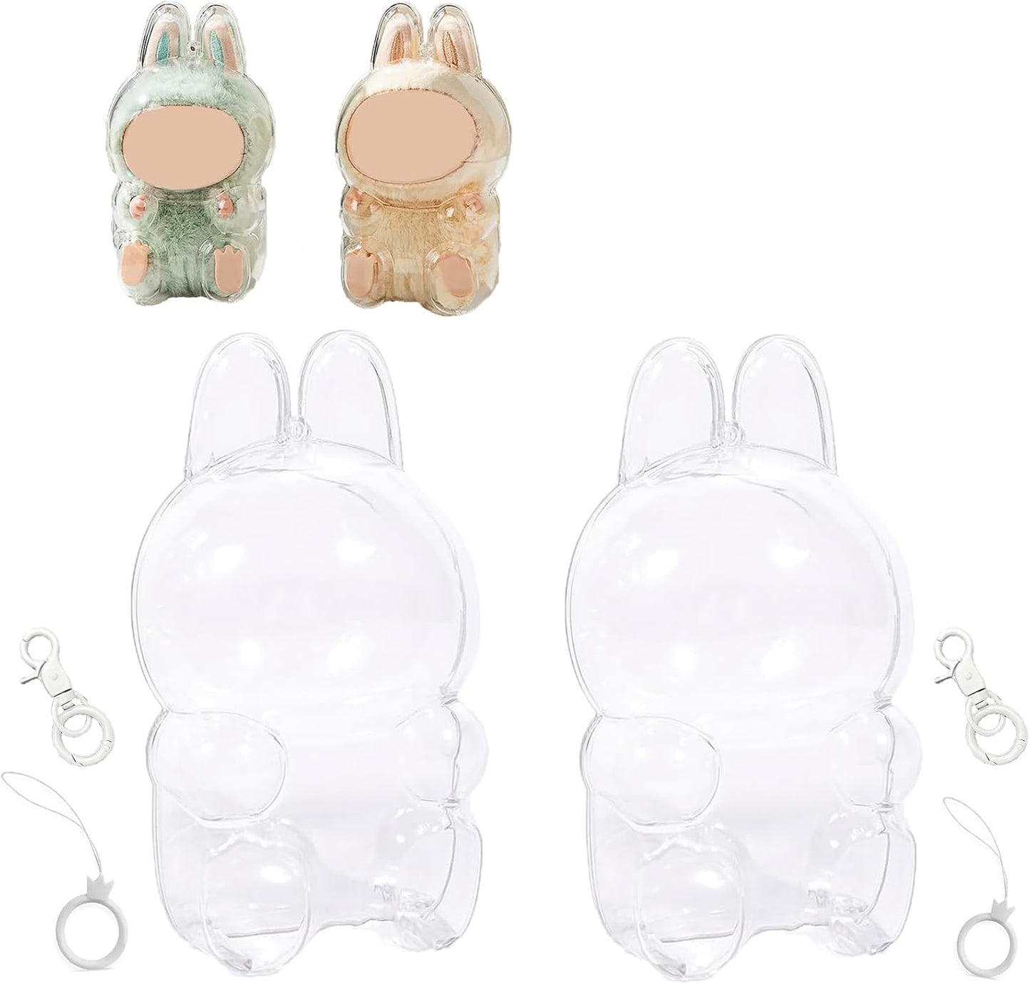 Cases for Blind Box Doll, Protective Case Cover Acrylic Clear Protector for Sitting Blind Box Doll with Keychain (Doll Not Included,1 PC Sitting Case)