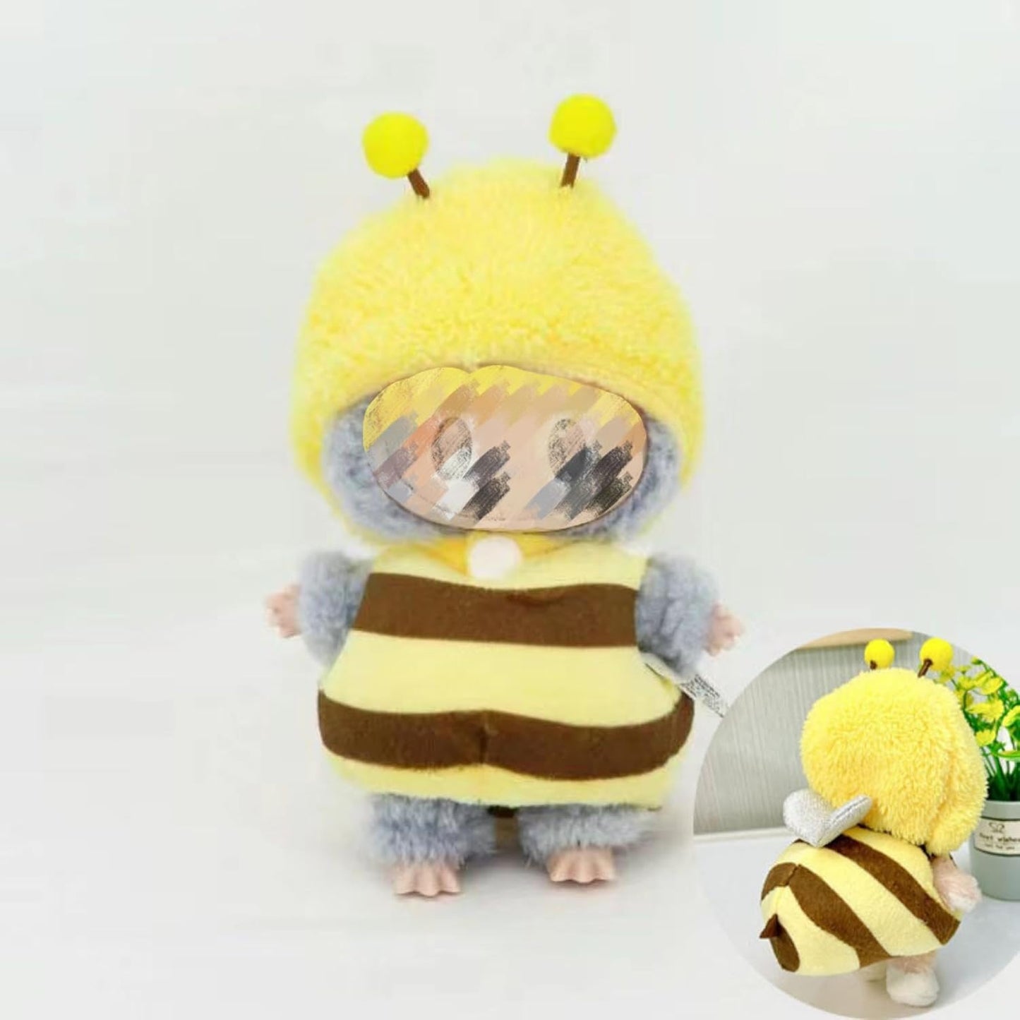 Clothes Set for 17CM/ 6.7 Inch Doll, Crochet 4 Piece Set Hat Clothes Cell Phone Backpack for LABUBU, Stylish Adorable Dolls Clothes Accessories (No Doll) (Pink)