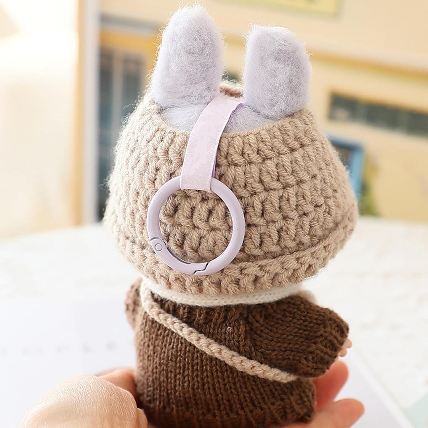Doll Clothes Handcrafted Crochet Set for 15cm/17cm Dolls, Premium Doll Outfit with Accessories, Stylish Doll Clothes Accessories(Knitted) (Kakhi)