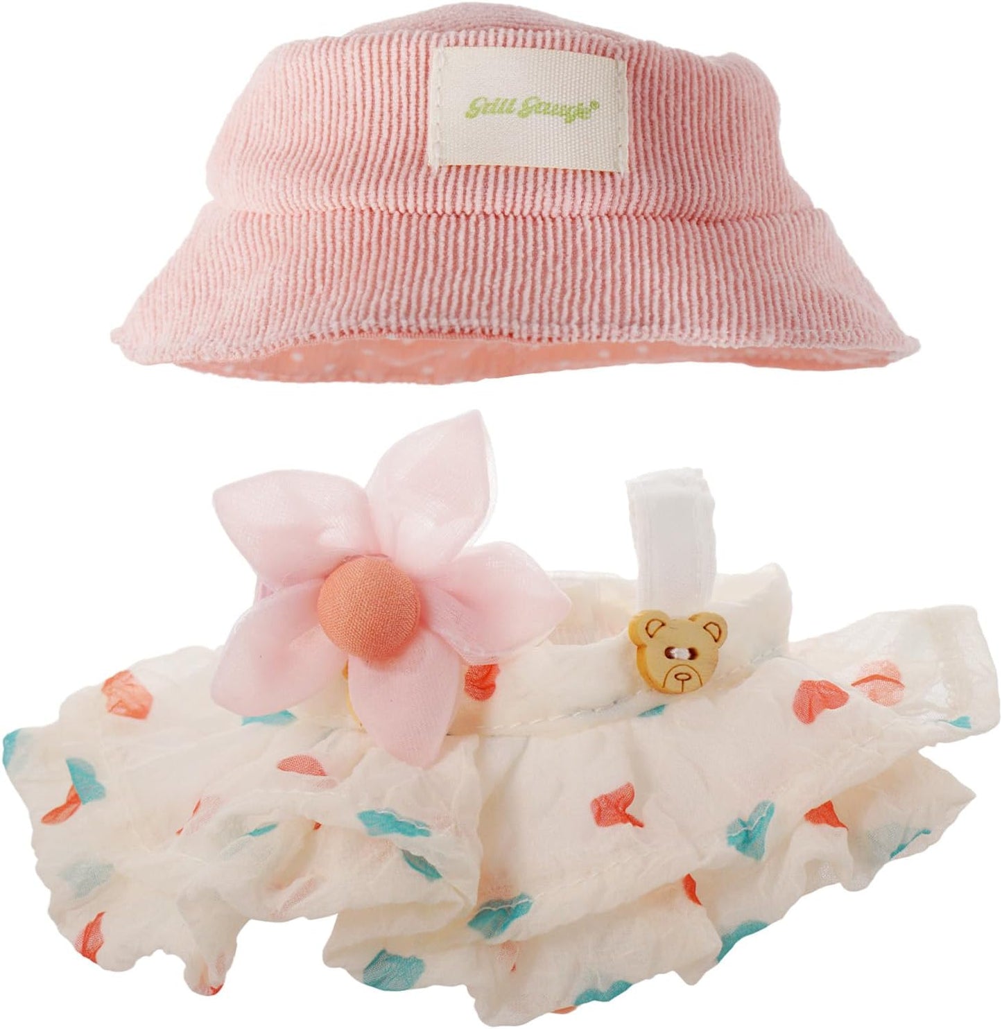 Clothes for 17cm Doll, Skirt Set for Doll, 2 Piece Set Hat Skirt Outfit Premium Fashion Cute Dress for Dolls Accessories (NO Doll) (Pink)
