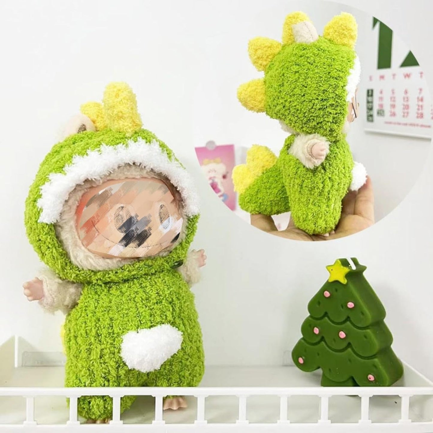 Clothes Set for 17CM/ 6.7 Inch Doll, Crochet 4 Piece Set Hat Clothes Cell Phone Backpack for LABUBU, Stylish Adorable Dolls Clothes Accessories (No Doll) (Pink)