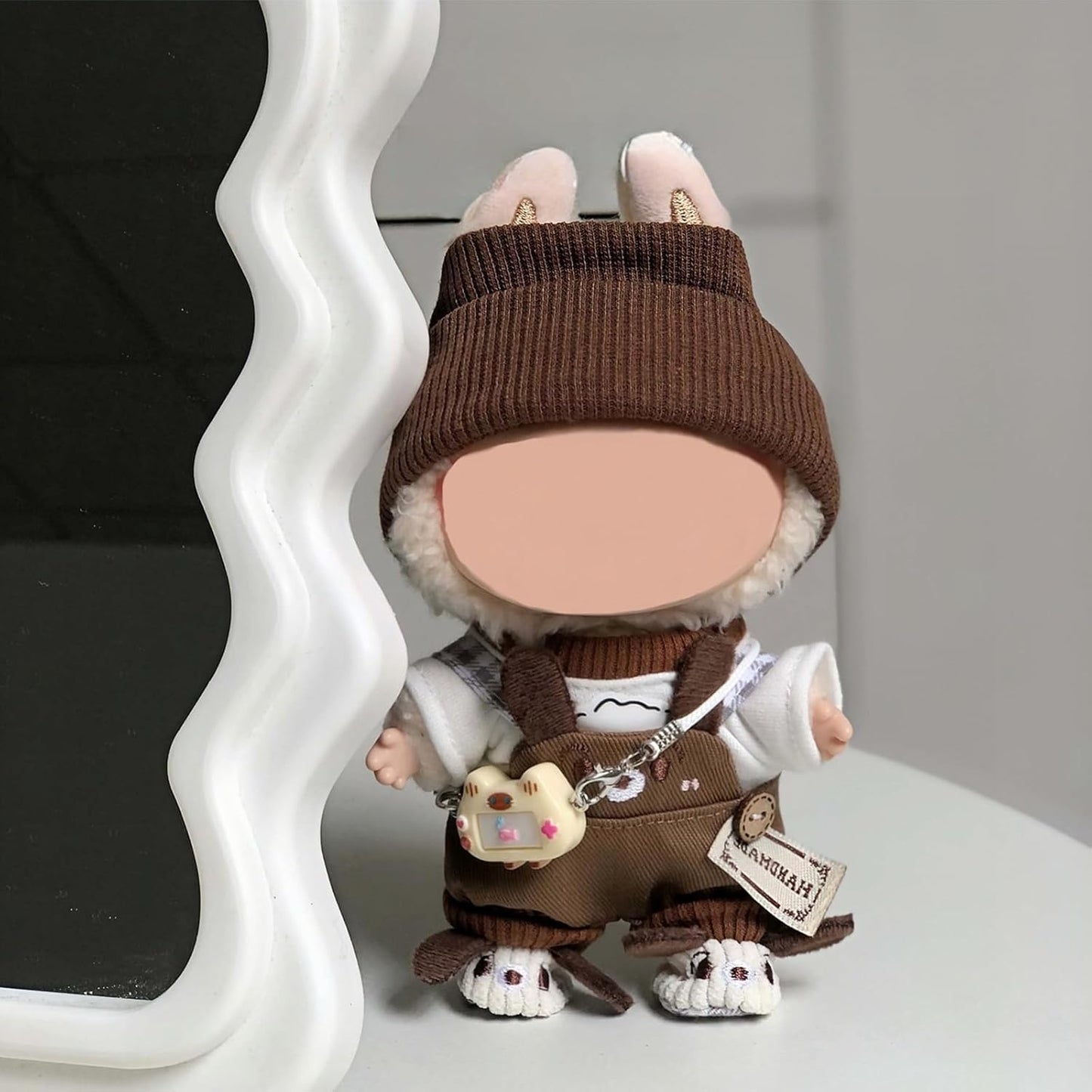 6 Set 17cm Doll Clothes, Clothes for Dolls Outfit, Accessories for 17cm Dolls Clothes T-Shirt + Overalls + Hat + Small Camera + Glasses + Shoes, No Doll Included