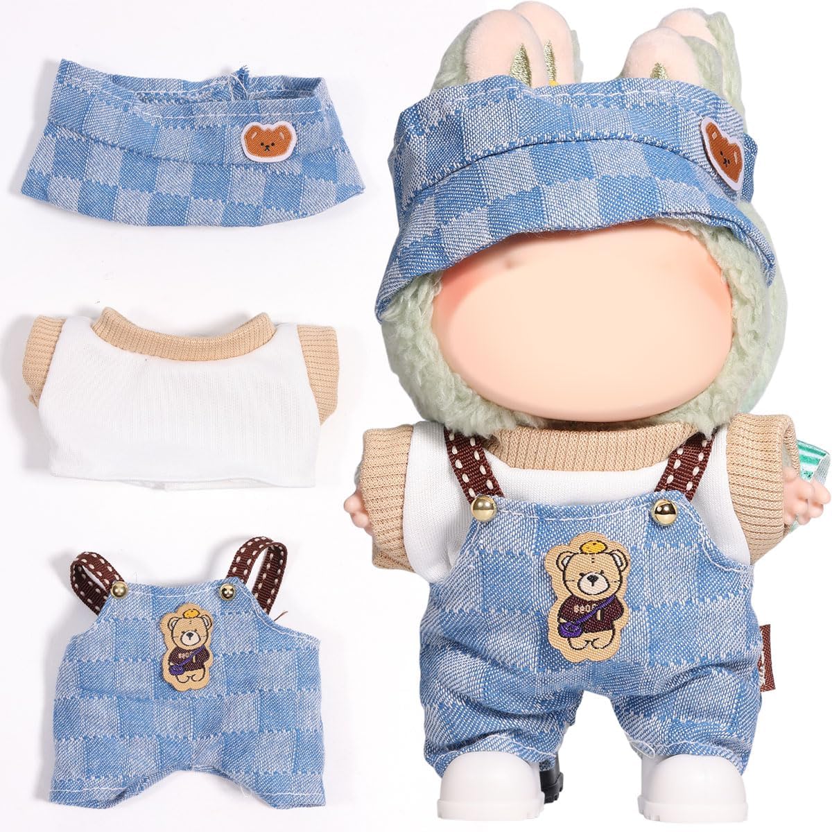 Doll Clothes Outfits,Clothes Set for 17cm Doll,3 Piece Set Hat Clothing, Boys and Girls Stylish Adorable Dolls Clothes Accessories (No Doll)_01