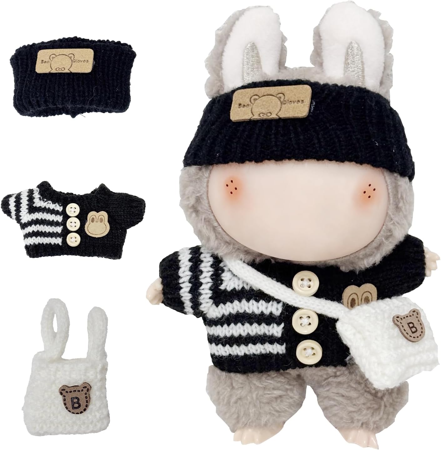 17cm Doll Clothes Set, Cute Hat & Outfit Set for Dolls, Adorable Dress-Up Accessories for Doll (Pink Pig)