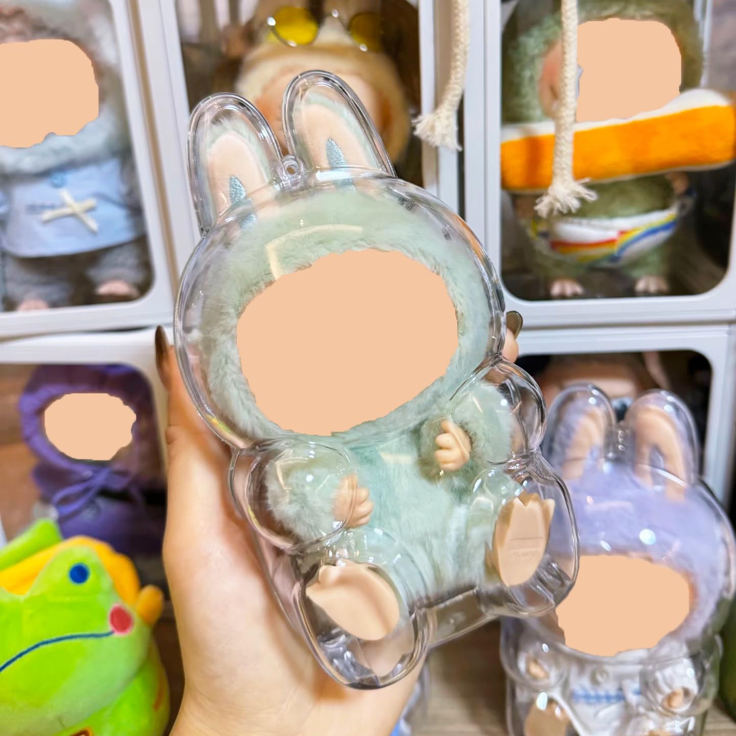 Cases for Blind Box Doll, Protective Case Cover Acrylic Clear Protector for Sitting Blind Box Doll with Keychain (Doll Not Included,1 PC Sitting Case)