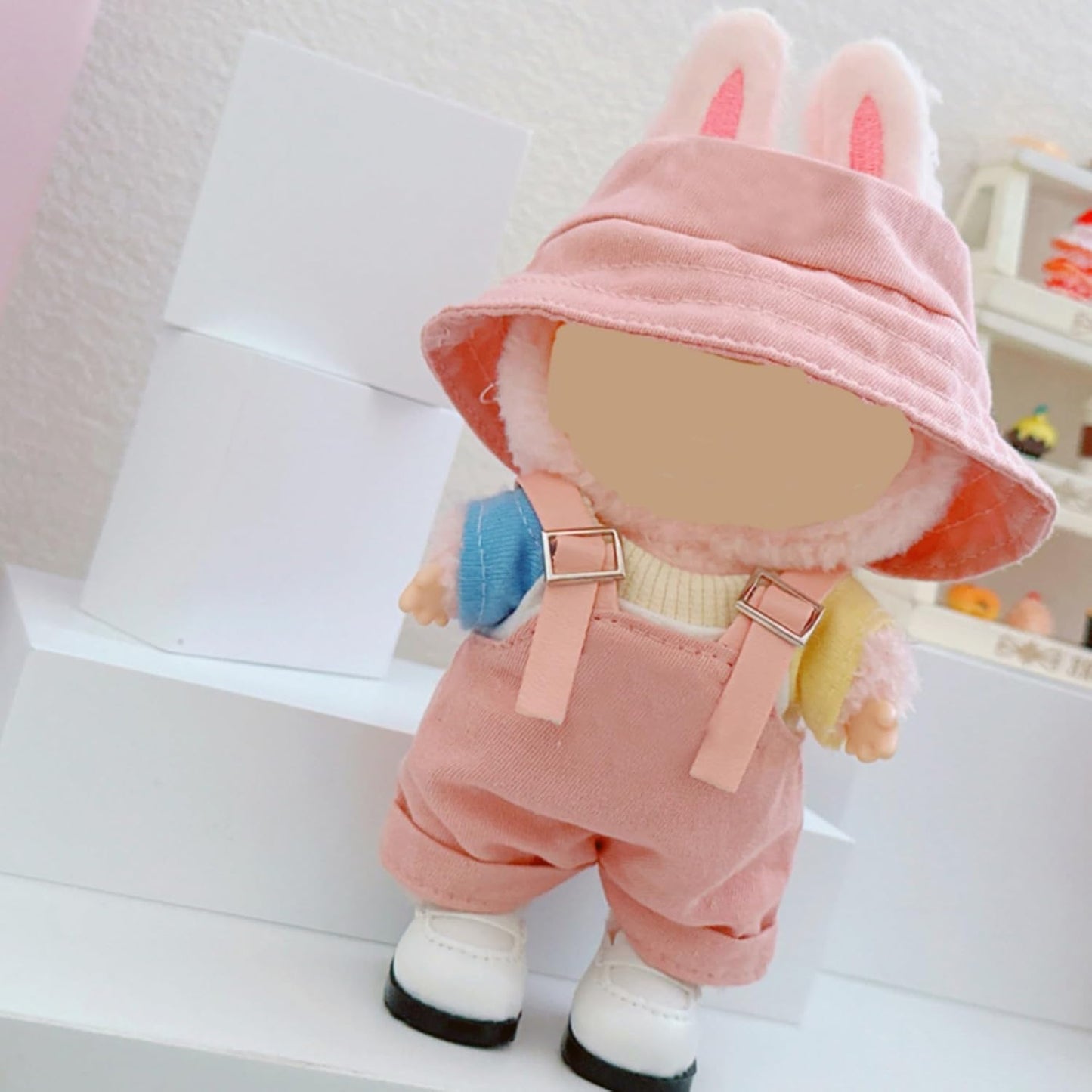 Doll Clothes for 17CM Dolls, Handcrafted Crochet 2-Piece Clothes Set, Premium Fashion Cute Outfit for Dolls Accessories(Pink)