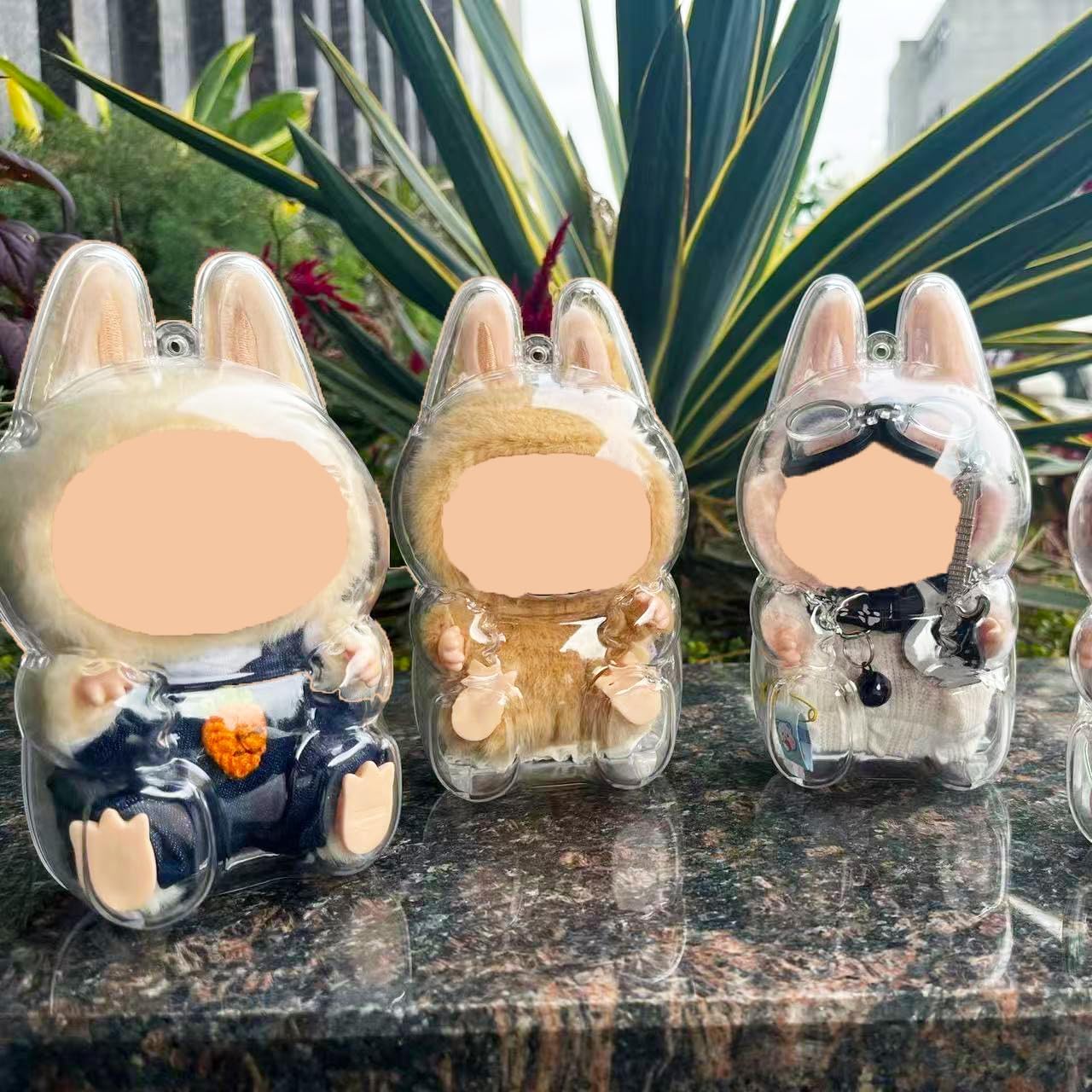 Cases for Blind Box Doll, Protective Case Cover Acrylic Clear Protector for Sitting Blind Box Doll with Keychain (Doll Not Included,1 PC Sitting Case)