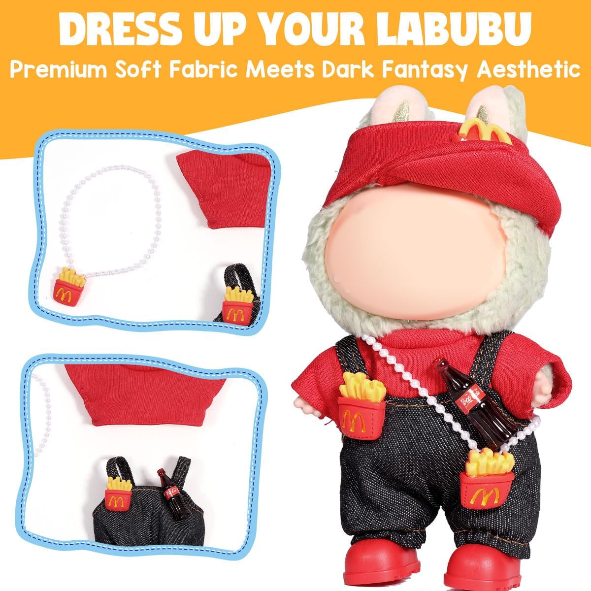 Doll Clothes Outfits,Clothes Set for 17cm Doll,3 Piece Set Hat Clothing, Boys and Girls Stylish Adorable Dolls Clothes Accessories (No Doll)_01