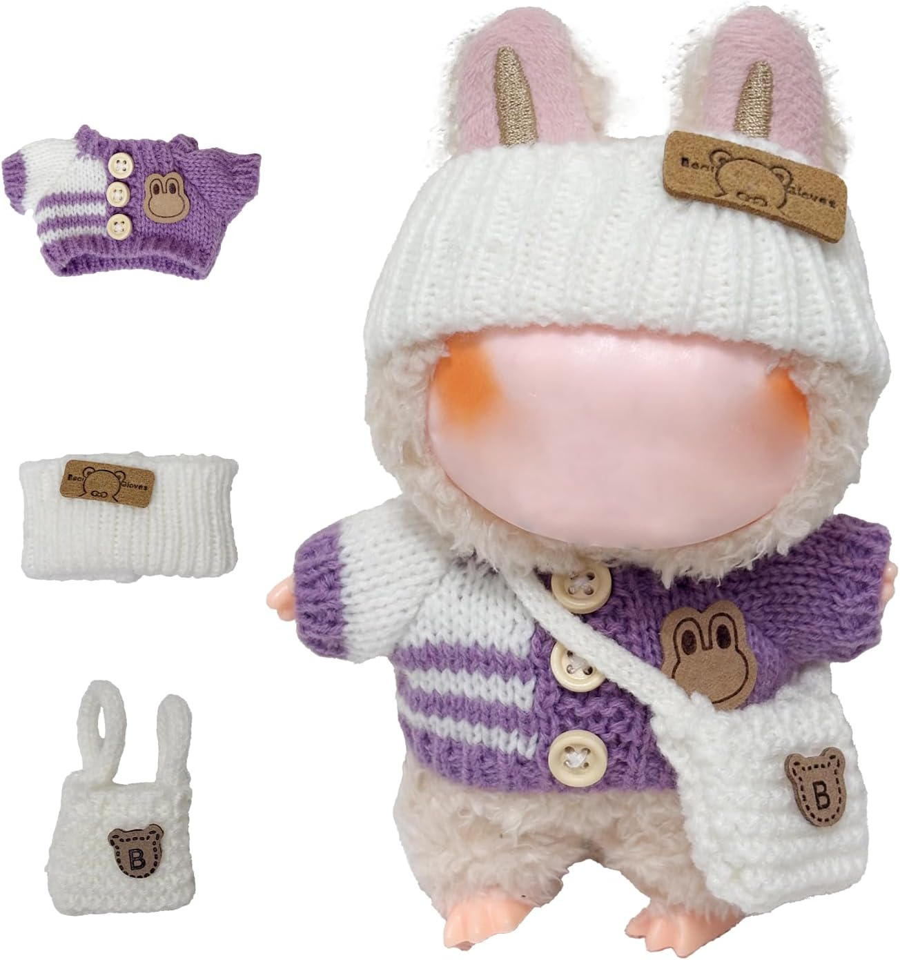 17cm Doll Clothes Set, Cute Hat & Outfit Set for Dolls, Adorable Dress-Up Accessories for Doll (Pink Pig)