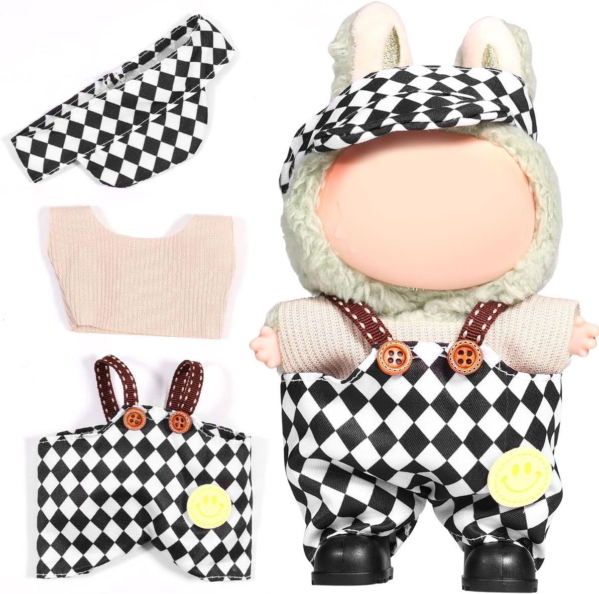 Doll Clothes Outfits,Clothes Set for 17cm Doll,3 Piece Set Hat Clothing, Boys and Girls Stylish Adorable Dolls Clothes Accessories (No Doll)_01