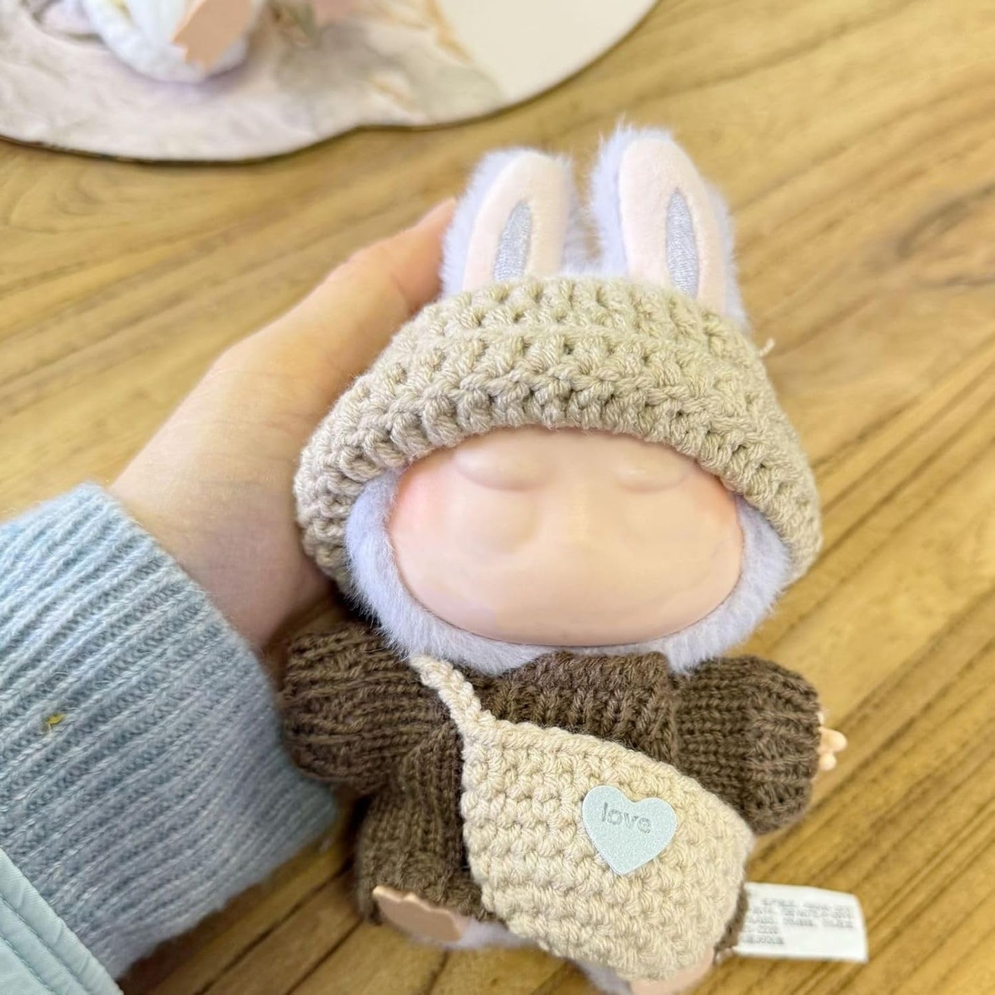 Doll Clothes Handcrafted Crochet Set for 15cm/17cm Dolls, Premium Doll Outfit with Accessories, Stylish Doll Clothes Accessories(Knitted) (Kakhi)