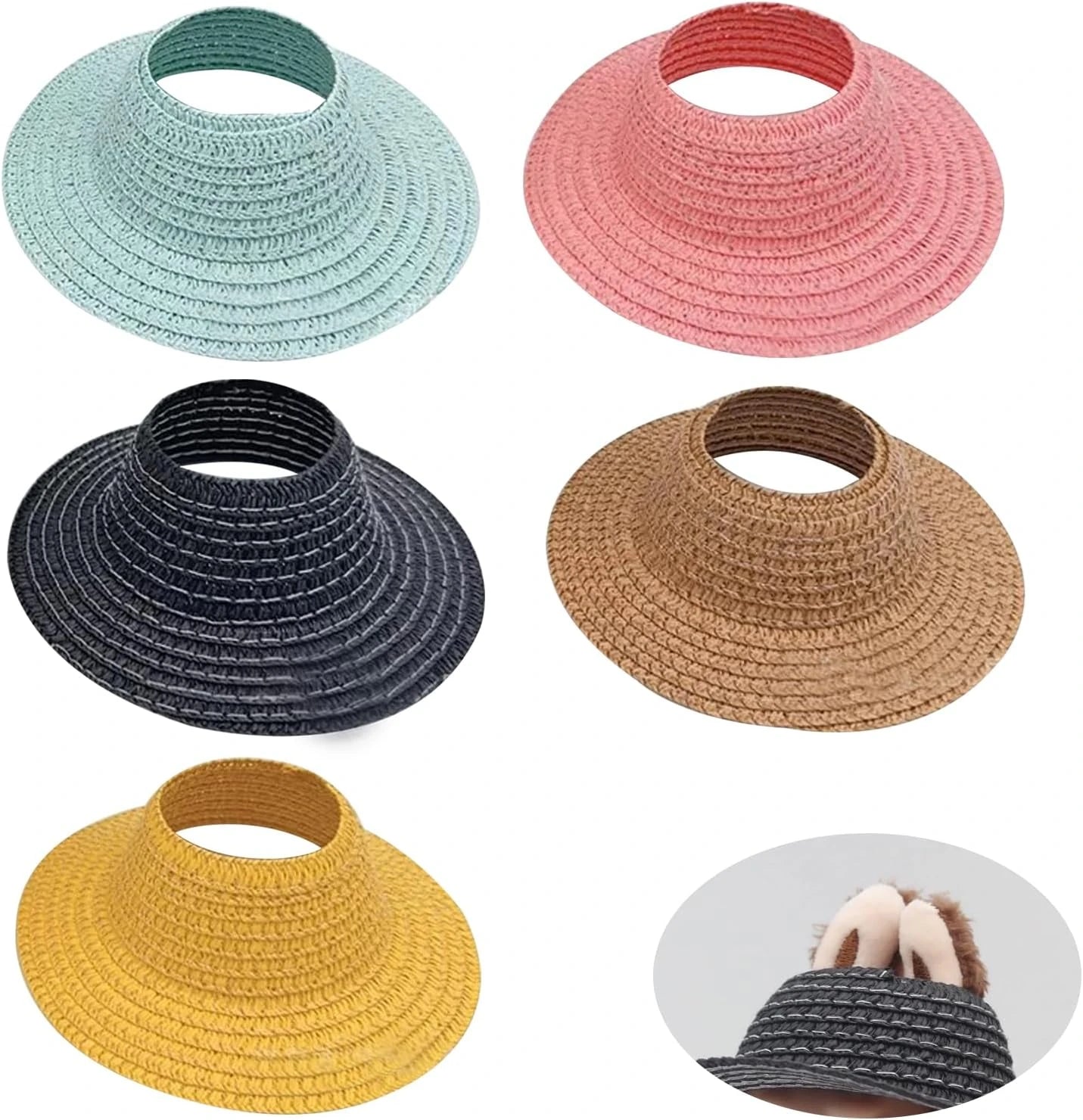 5-Pack Random Mini Straw Hat for Labubu, Doll Hat Accessories for 15cm & 17cm Labubu, Cute Beach Sun Hat for Labubu Clothes Accessories, Dolls Summer Vacation Photo Prop & Display Accessory