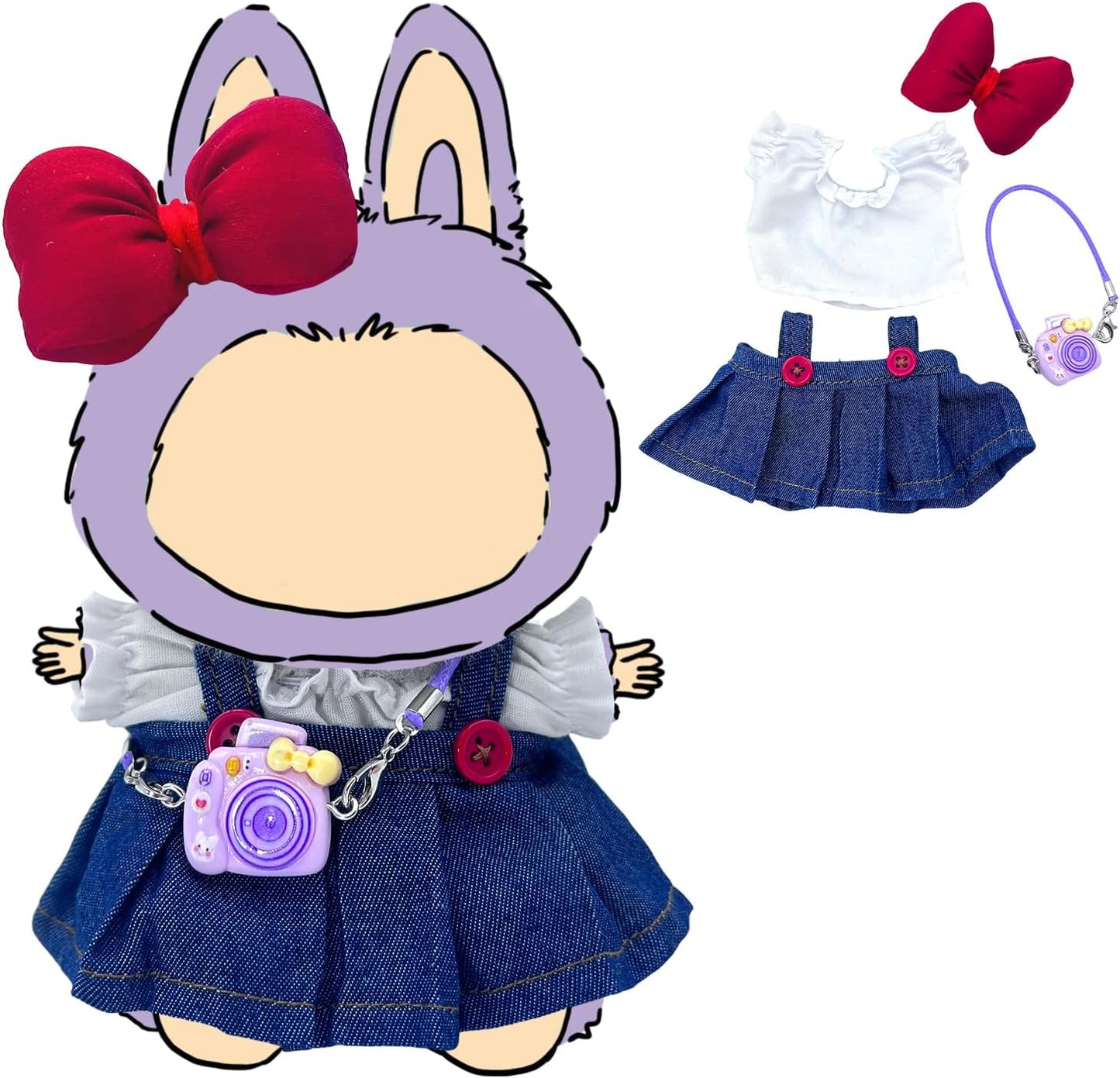 Clothes for Doll, 17cm Clothes Set for Doll, Exquisite Accessories for Doll, Cute Clothes for Dolls Dress up Unique Style (2pc-Gray)