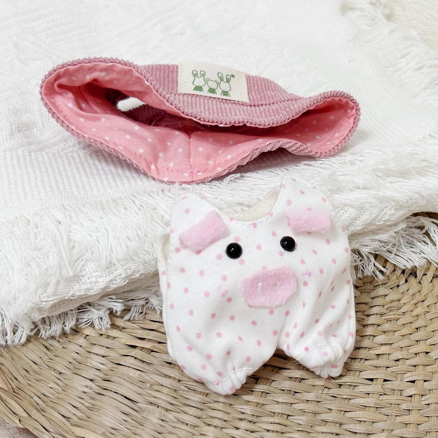 17cm Doll Clothes Set, Cute Hat & Outfit Set for Dolls, Adorable Dress-Up Accessories for Doll (Pink Pig)