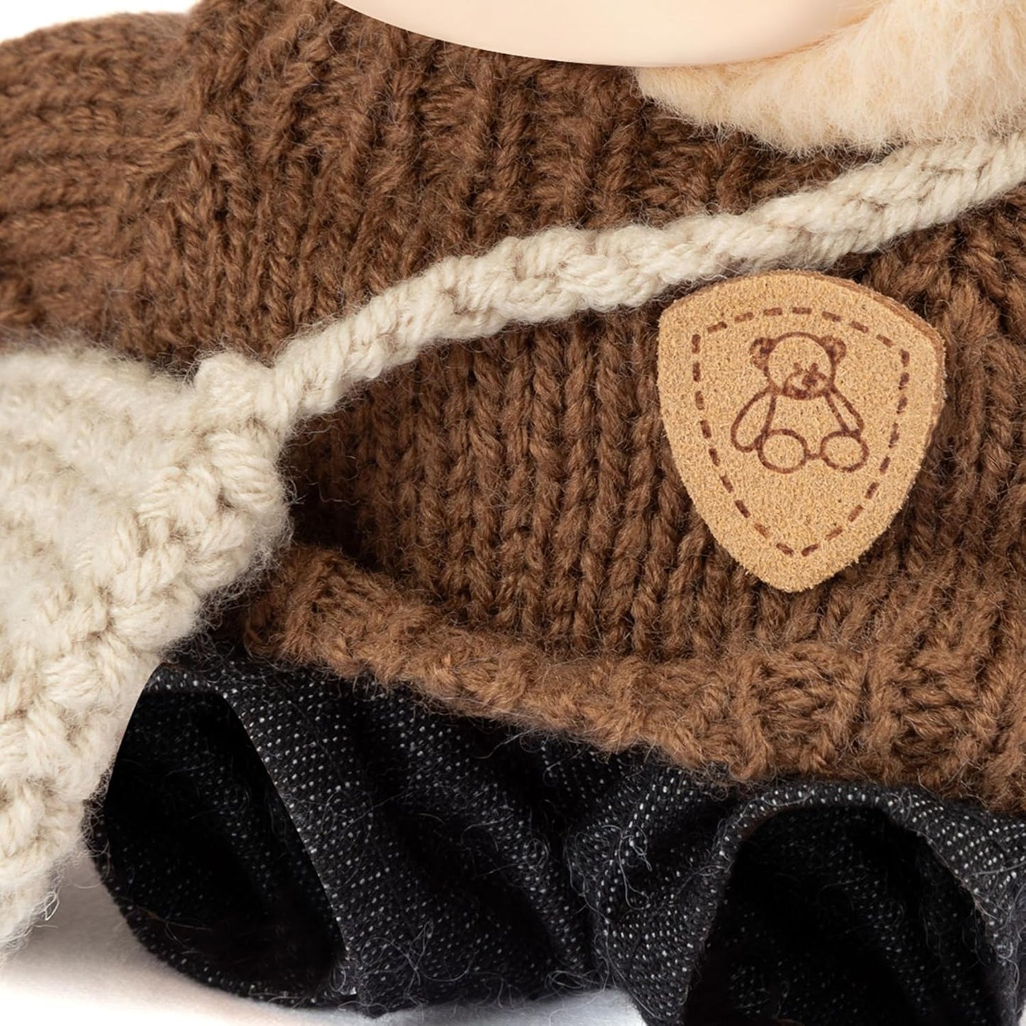 17cm Doll Clothes - Kawaii Chic Style Set for 17cm Dolls, Premium Doll Outfit with Accessories - Khaki Wool Hat + Brown Romper + Black Jeans + Khaki Bag (NO Doll)