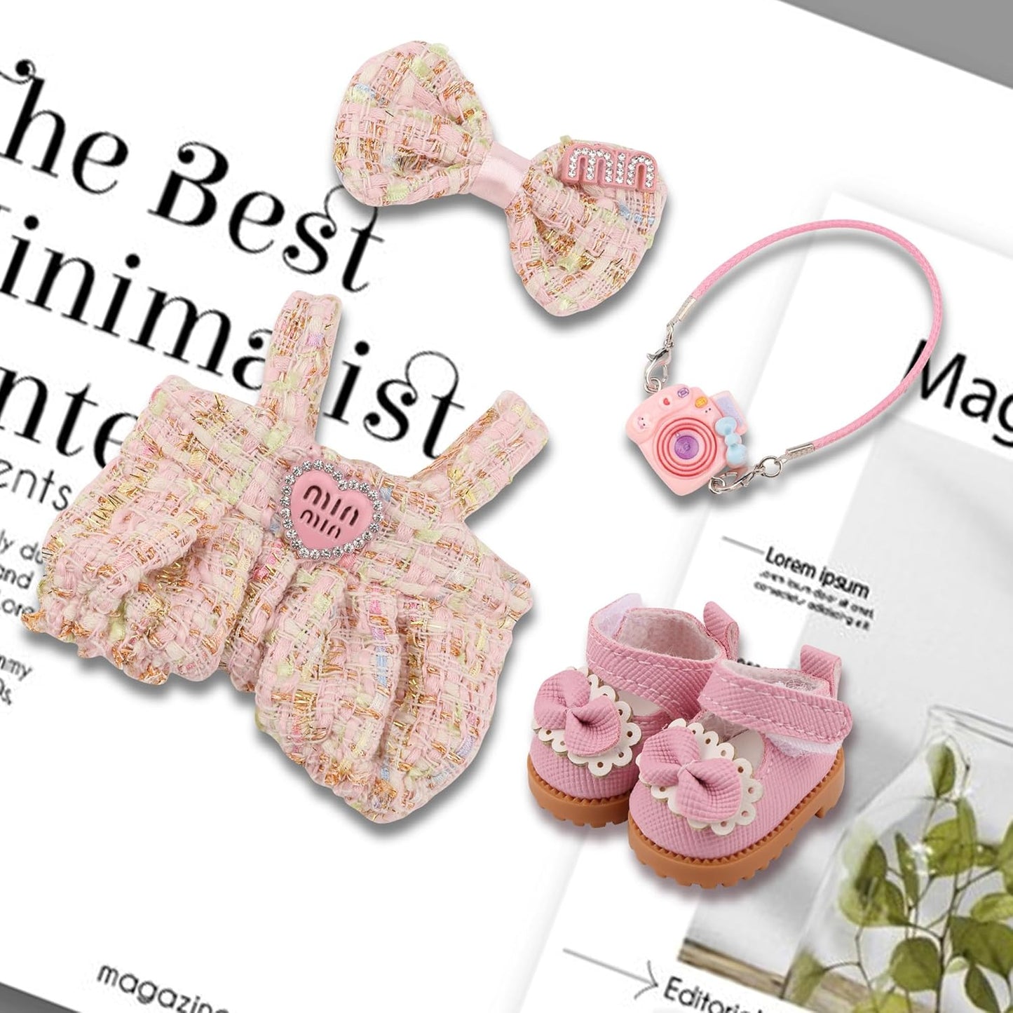 Doll Clothes 17cm Exquisite Luxury Designer Outfit Accessories Doll Clothes Suitable for Dolls Accessories Dress up Unique Style(NO Doll) (Pink)