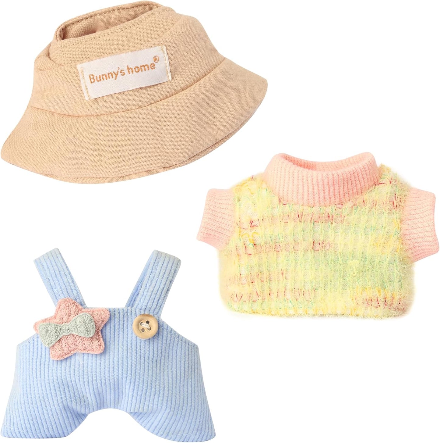 17cm Doll Clothes - Kawaii Chic Style Set for 17cm Dolls, Premium Doll Outfit with Accessories - Khaki Wool Hat + Brown Romper + Black Jeans + Khaki Bag (NO Doll)
