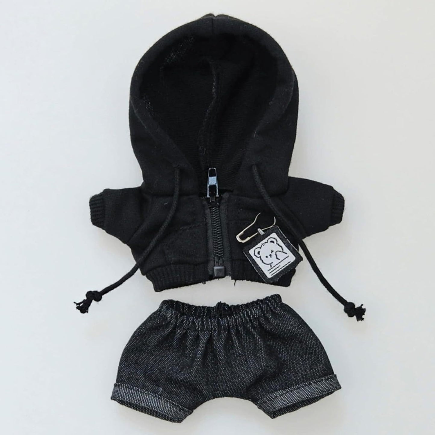 +Hoodie Clothes Sets for 6.69inch Dolls Labubu (Only Clothing No Doll) Clothing Accessories, Cool Cardigan Outfits for Doll Upper Garment Replacement (BlackA+Shoes+Glassess+mini Camera+Hats)