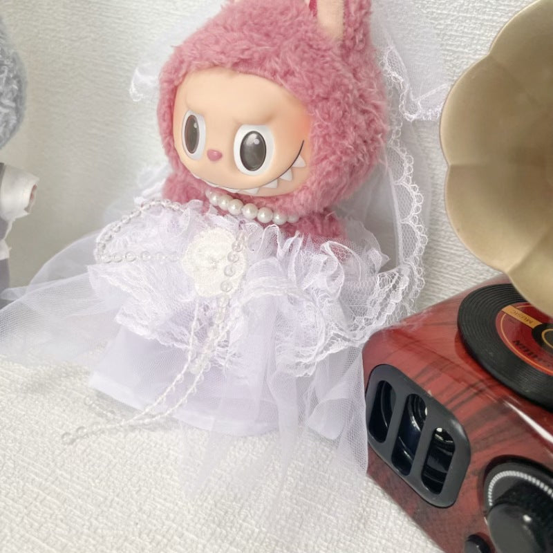 +Doll Clothes for 15cm/17cm Dolls,Wedding Outfit for Elegant Bride & Groom Clothes Set, Formal Doll Costume with Dress & Suit, Stylish Accessories (Fabric)