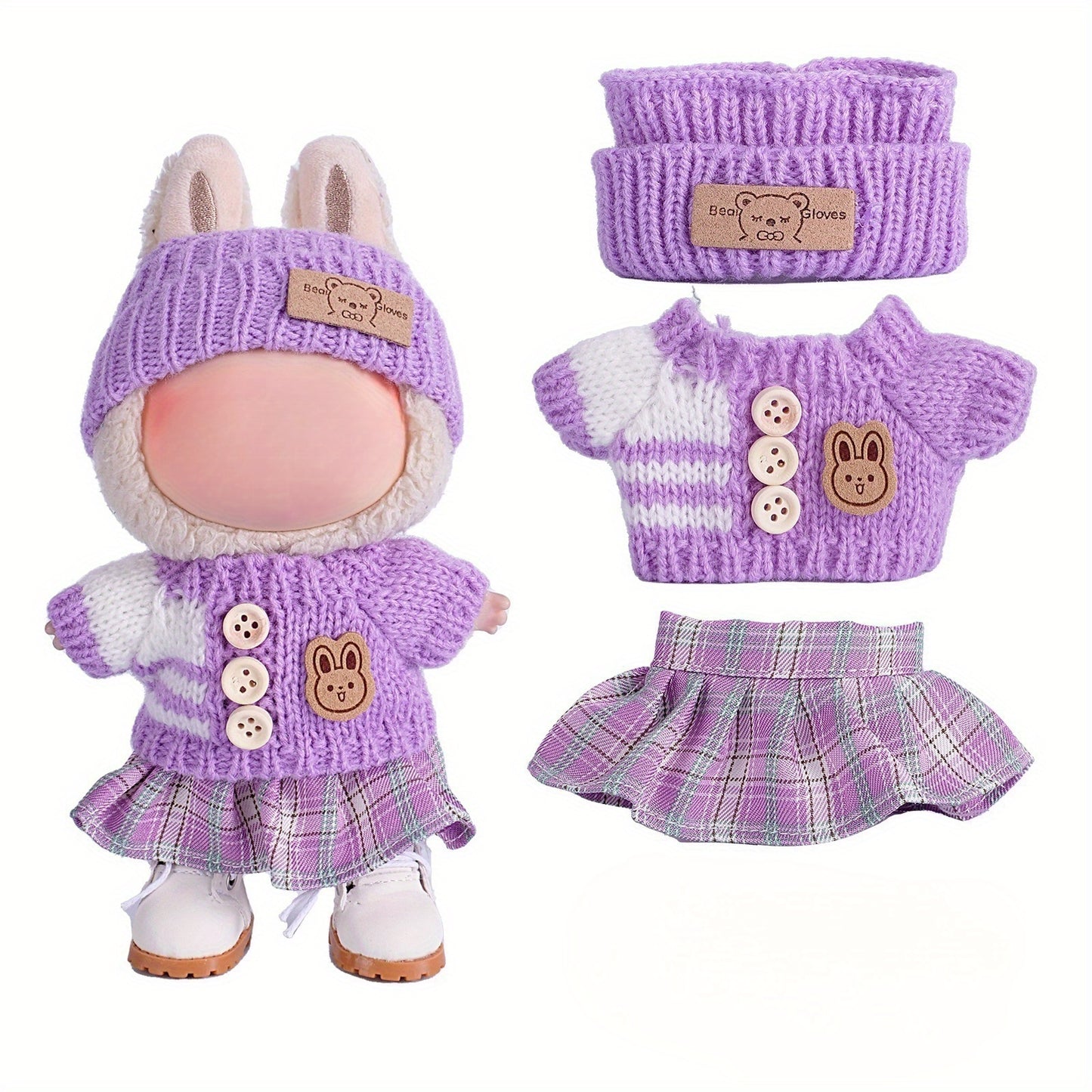 1 Set Fashion Handmade Doll Clothing Tops Pants 6.69 Inches Plush Doll for Clothes Accessories 17cm Cute Doll Holiday Girl Toy Gifts (Not Include Doll)