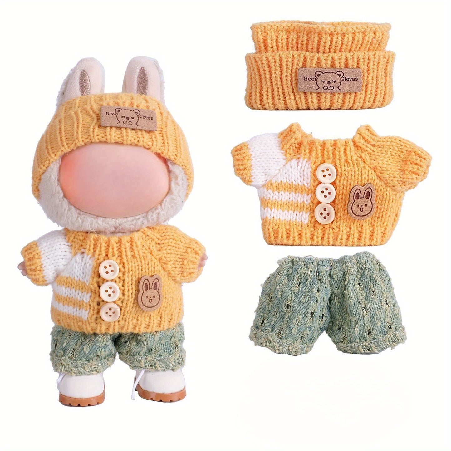 1 Set Fashion Handmade Doll Clothing Tops Pants 6.69 Inches Plush Doll for Clothes Accessories 17cm Cute Doll Holiday Girl Toy Gifts (Not Include Doll)