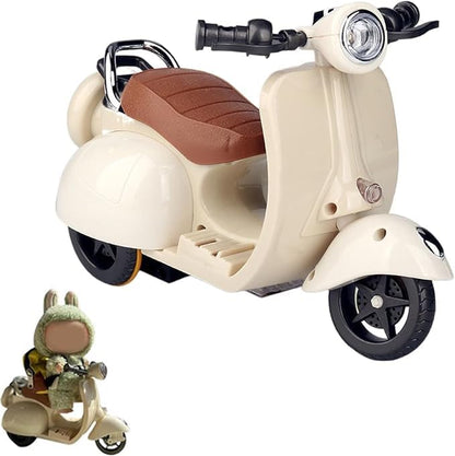Scooter Toy for Labubu Toy with Light and Music, Cute Have a Seat for Labubu Accessories, Interactive Toys Desktop Decor for Doll Collectors (White)