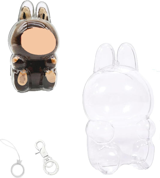Cases for Blind Box Doll, Protective Case Cover Acrylic Clear Protector for Sitting Blind Box Doll with Keychain (Doll Not Included,1 PC Sitting Case)