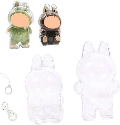 Cases for Blind Box Doll, Protective Case Cover Acrylic Clear Protector for Sitting Blind Box Doll with Keychain (Doll Not Included,1 PC Sitting Case)