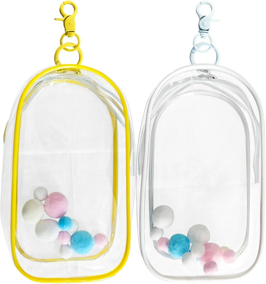 2-Pack Clear Figure Display Bag for 17cm Dolls – Doll Pouch with Keychain, Portable & Dustproof Carrying Case for Funs Collectibles