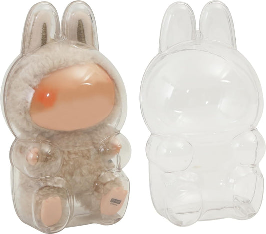 Protective Case for 15/17cm Dolls, lear Figure Display Bag with Keychain, Plastic Protective Cover, Storage Transparent PVC Bag Hanging Model (Doll Not Include, Style B Sitting)