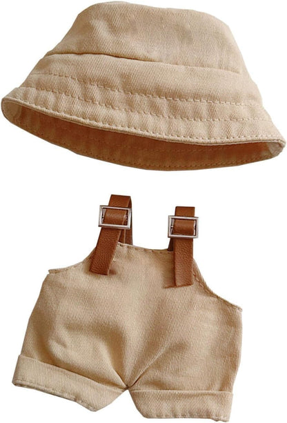 Clothes for Doll (NO Doll), Hat & Overalls Set for 17cm Accessories Suit, Cute Clothes for Dress up Unique Style(Style J)