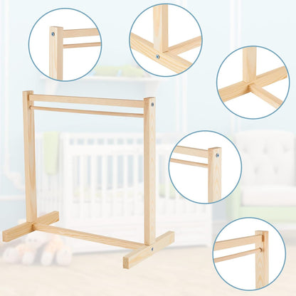 Civaner 11 Pcs Doll Garment Rack with Wooden Clothes Hanger for 18 Inch Girl Doll Clothes Mini Hangers Wardrobe Furniture Accessories for Dollhouse Baby Shower Supplies (Wood)