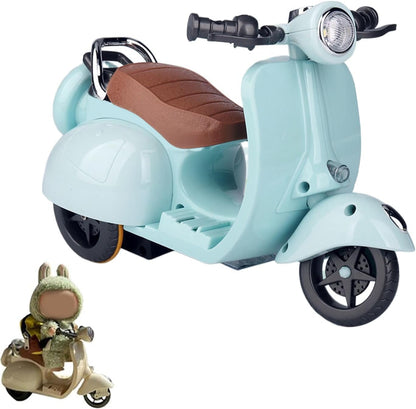 Scooter Toy for Labubu Toy with Light and Music, Cute Have a Seat for Labubu Accessories, Interactive Toys Desktop Decor for Doll Collectors (White)