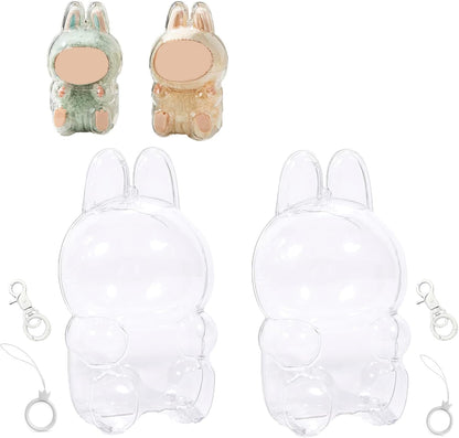 Cases for Blind Box Doll, Protective Case Cover Acrylic Clear Protector for Sitting Blind Box Doll with Keychain (Doll Not Included,1 PC Sitting Case)