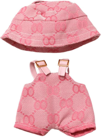 Clothes for Doll (NO Doll), Hat & Overalls Set for 17cm Accessories Suit, Cute Clothes for Dress up Unique Style(Style J)
