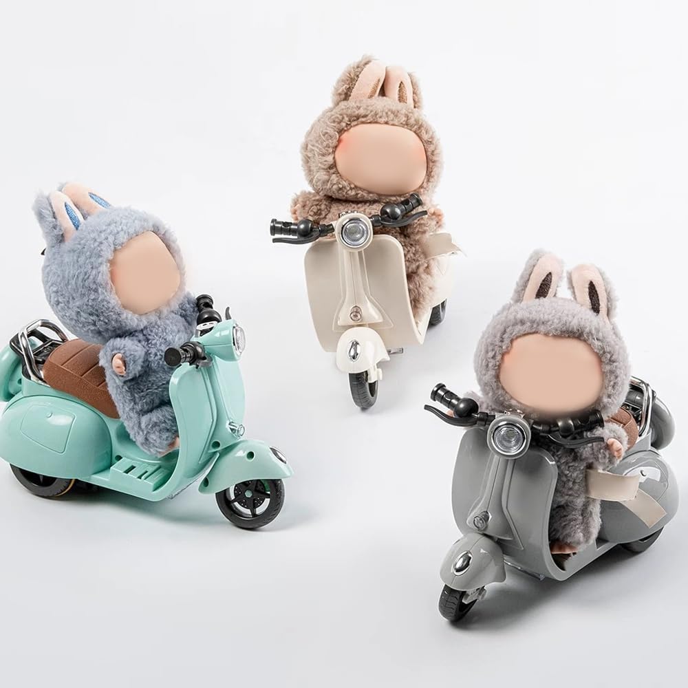 Scooter Toy for Labubu Toy with Light and Music, Cute Have a Seat for Labubu Accessories, Interactive Toys Desktop Decor for Doll Collectors (White)